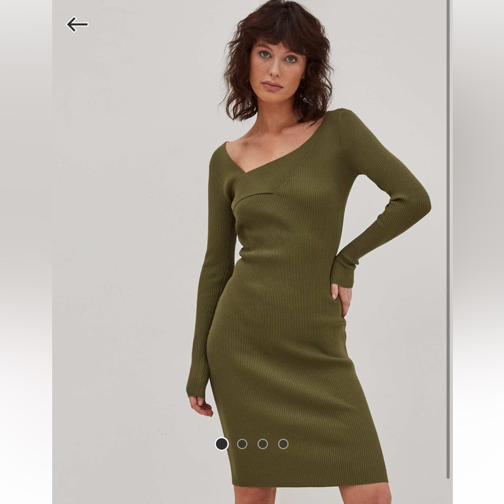 4th and Reckless Olive Green ribbed Midi Dress